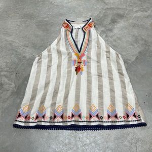 THML brand Tan tank‎ top w/embroidery /Size M / E-29